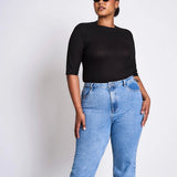 JAN 'N JUNE - NINA Ripp-T-Shirt aus Lyocell • Black - ROSA ECK