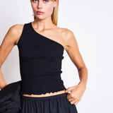 JAN 'N JUNE - TIGRIS One - Shoulder Top • Black - ROSA ECK