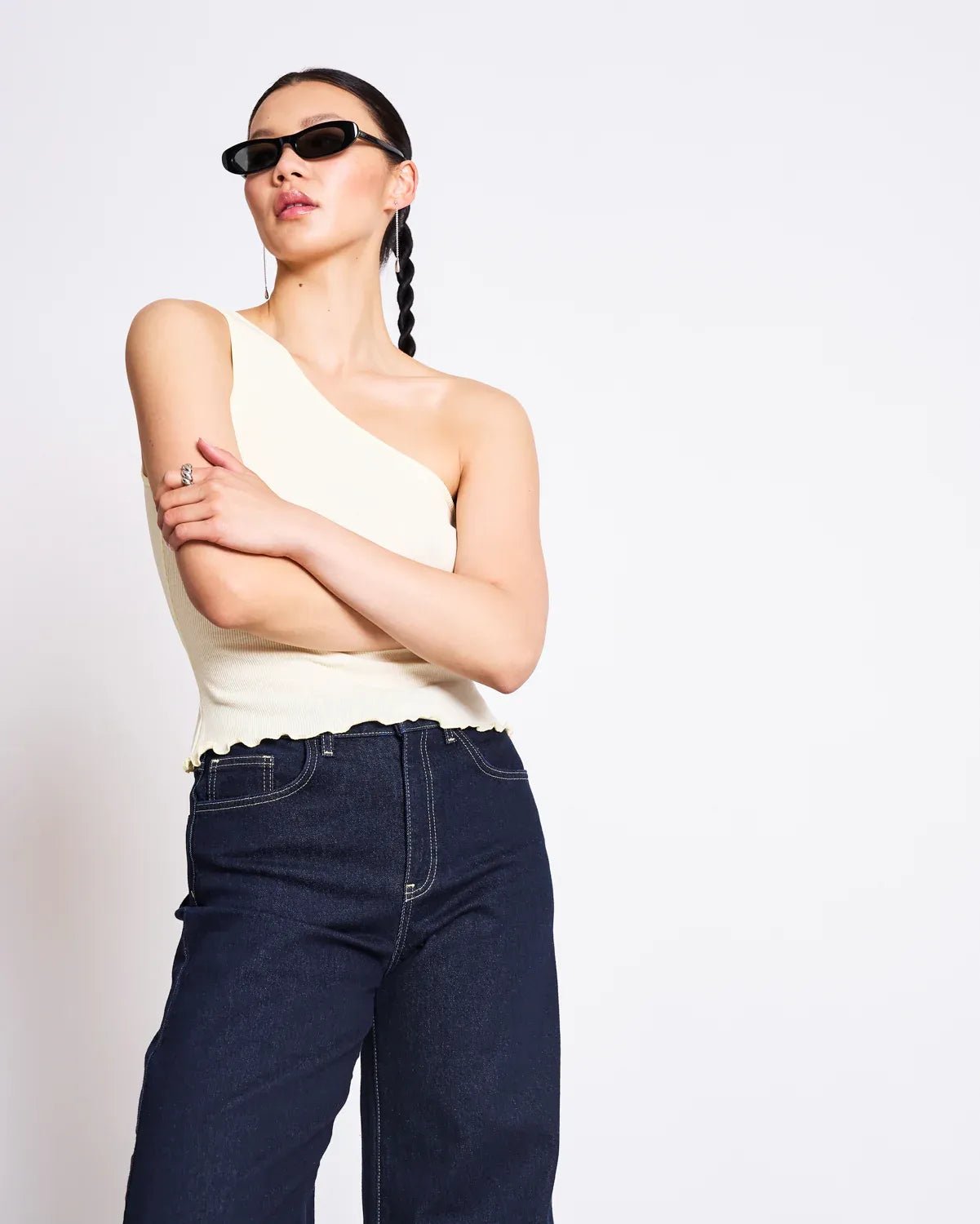 JAN 'N JUNE - TIGRIS One - Shoulder Top • Buttermilk - ROSA ECK