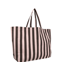 Kado Design - Baumwoll - Strandtasche • Streifen Rosa/Braun - ROSA ECK