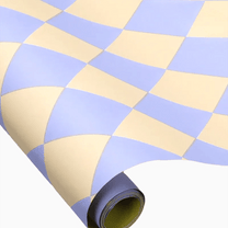Kado Design - Geschenkpapier - Rolle • Kariert Hellblau/Buttergelb - Geschenkverpackung - ROSA ECK