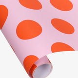Kado Design - Geschenkpapier - Rolle • Pink/Orange gepunktet - ROSA ECK