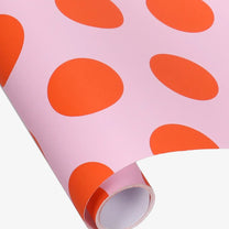 Kado Design - Geschenkpapier - Rolle • Pink/Orange gepunktet - ROSA ECK
