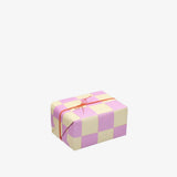 Kado Design - Geschenkpapier - Rolle • Vanille/Lila/Orange kariert - ROSA ECK