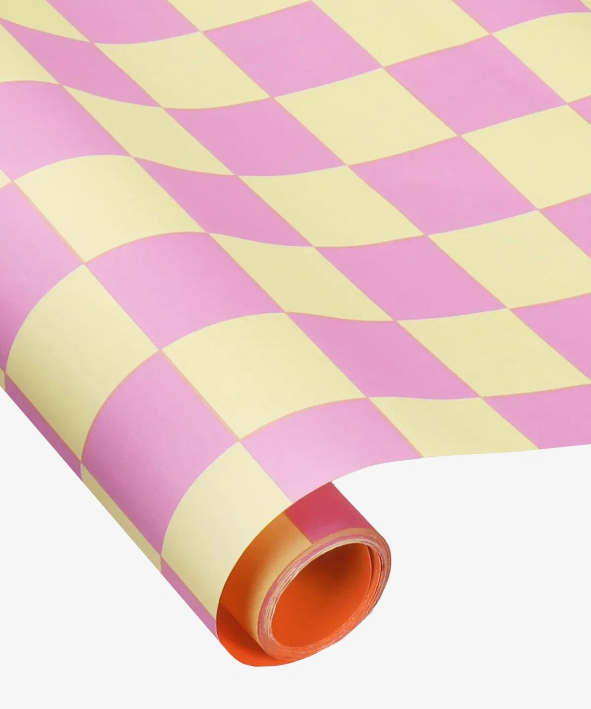 Kado Design - Geschenkpapier - Rolle • Vanille/Lila/Orange kariert - ROSA ECK