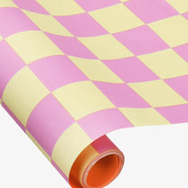Kado Design - Geschenkpapier - Rolle • Vanille/Lila/Orange kariert - ROSA ECK