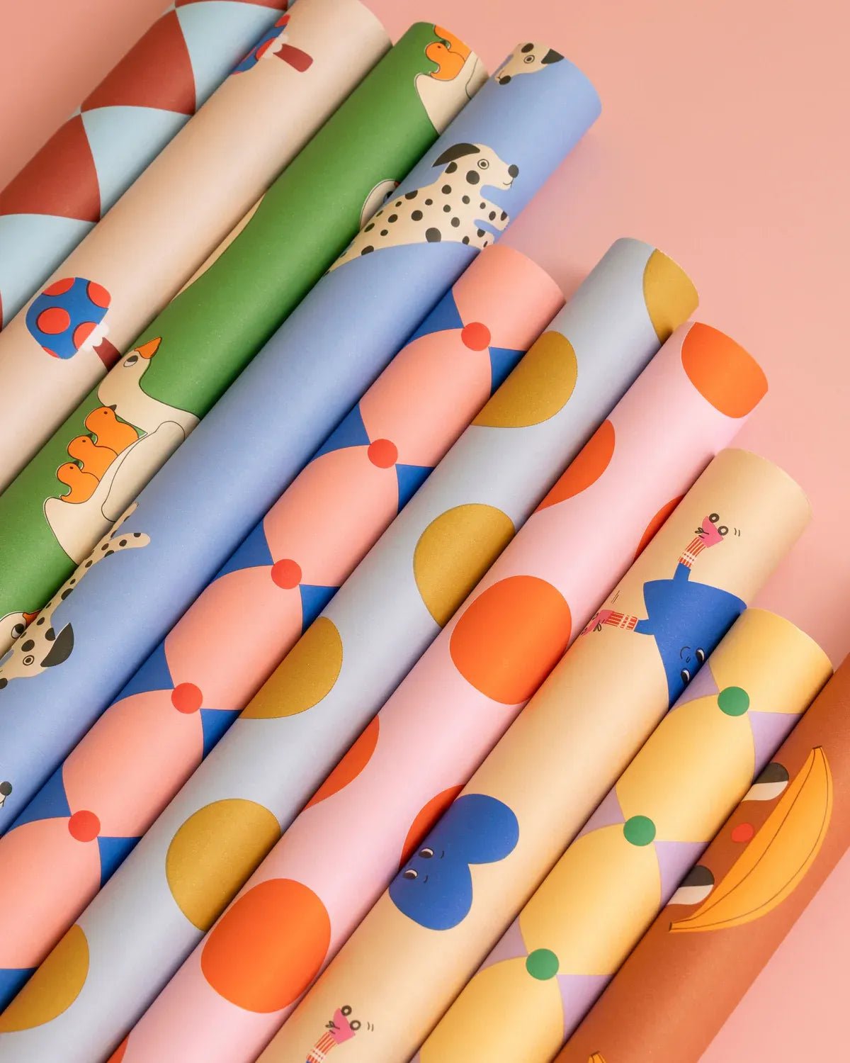Kado Design - Geschenkpapier - Rolle • Zirkus Pink/Blau/Rot - ROSA ECK