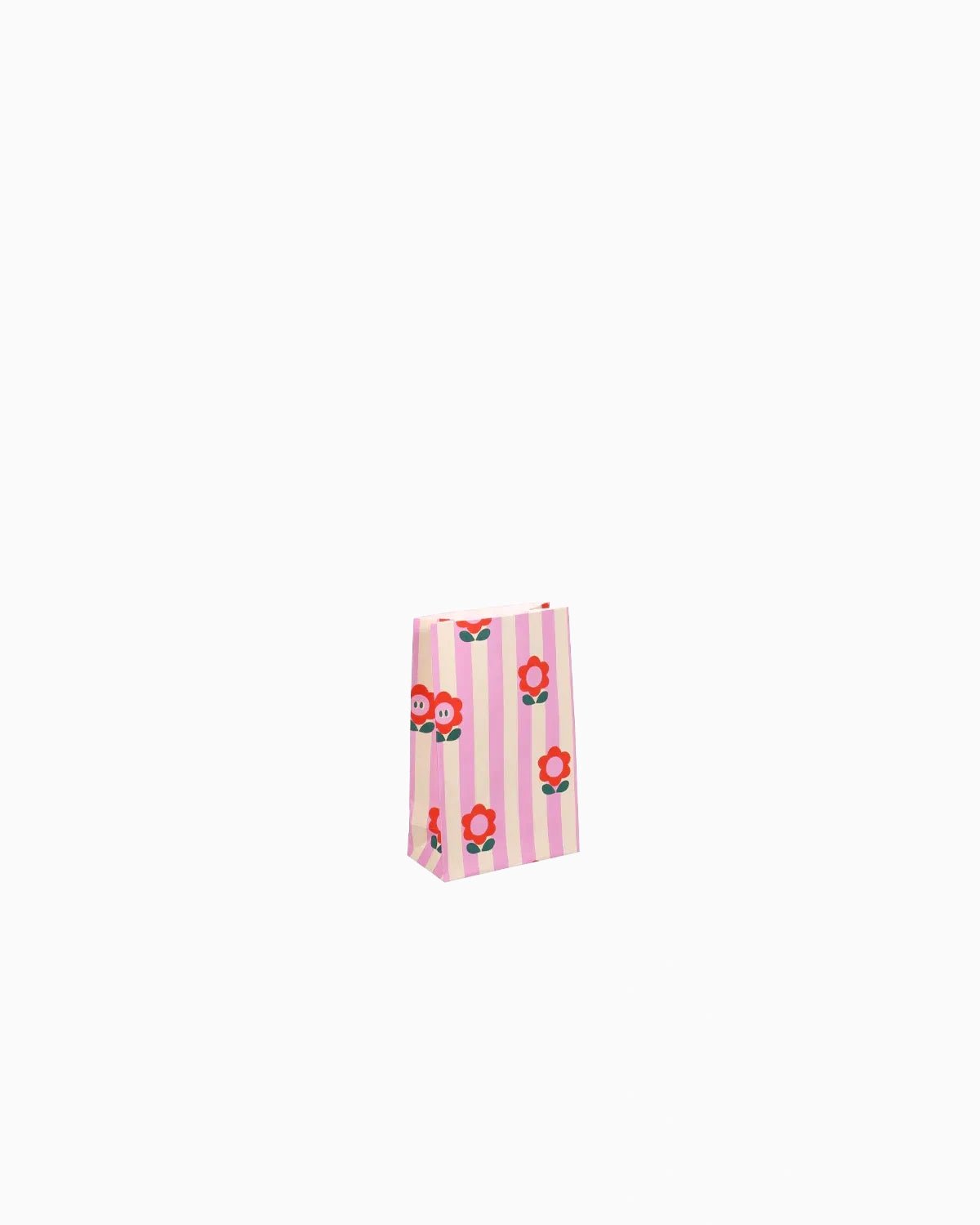 Kado Design - Geschenktüte mit Boden • Blumen/Streifen - Geschenkverpackung - ROSA ECK