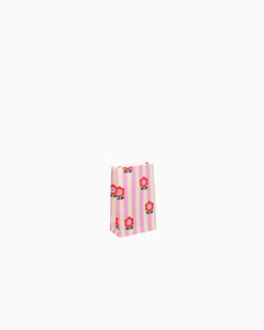 Kado Design - Geschenktüte mit Boden • Blumen/Streifen - Geschenkverpackung - ROSA ECK