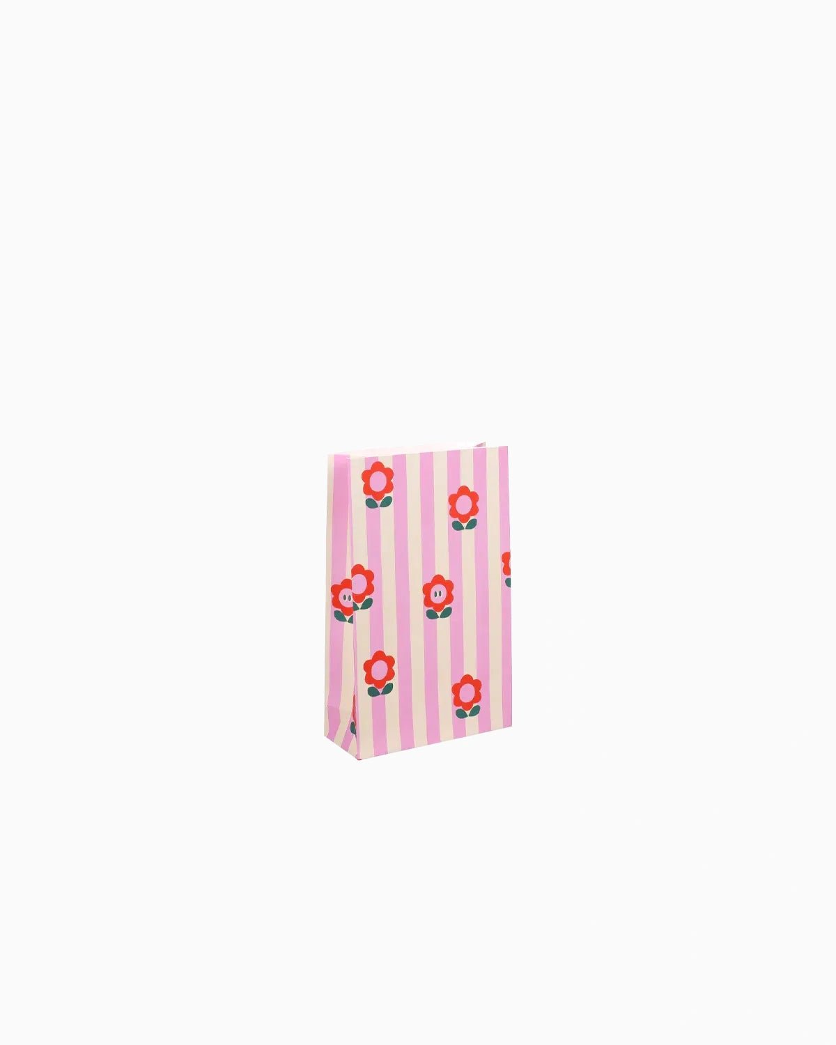 Kado Design - Geschenktüte mit Boden • Blumen/Streifen - Geschenkverpackung - ROSA ECK