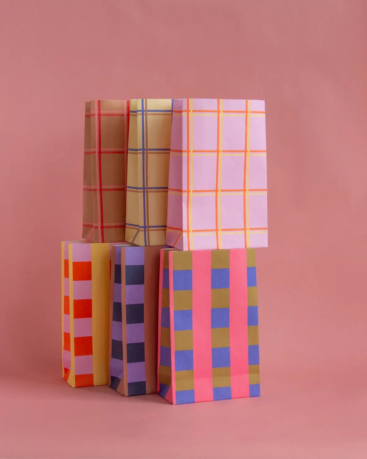 Kado Design - Geschenktüte mit Boden • Braun/Rosa/Rot - Geschenkverpackung - ROSA ECK