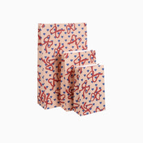 Kado Design - Geschenktüte mit Boden • Schleifen/Herz - Geschenkverpackung - ROSA ECK