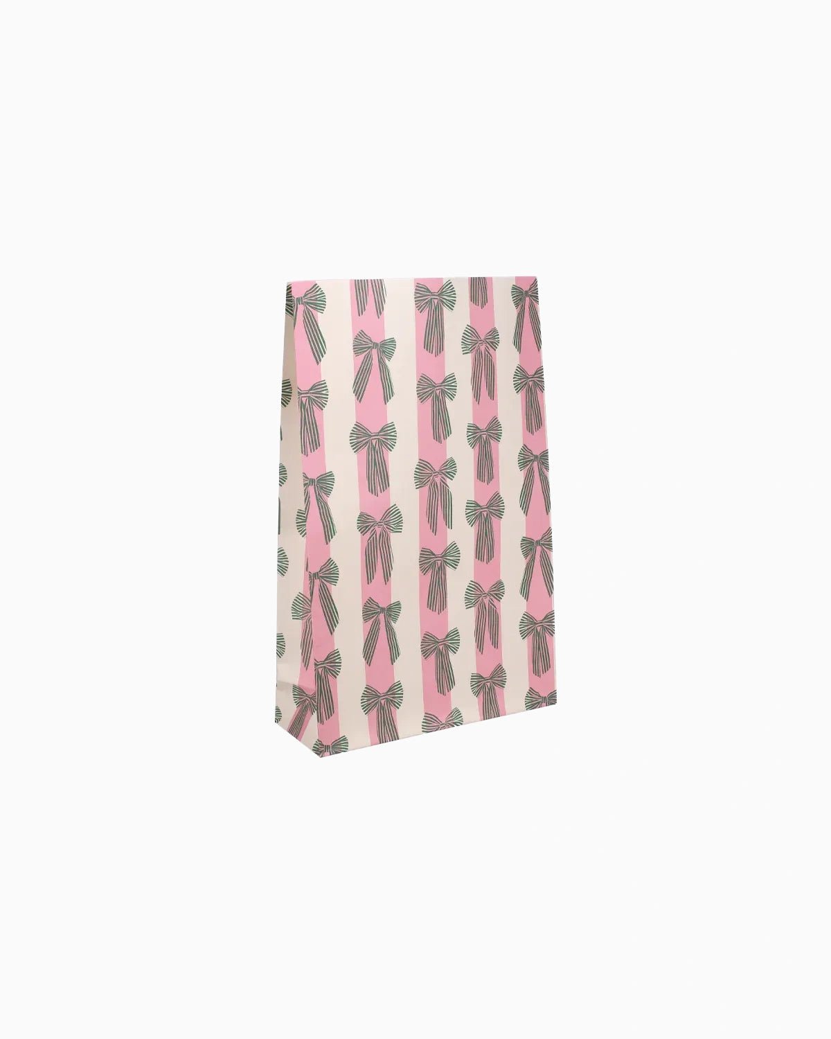 Kado Design - Geschenktüte mit Boden • Schleifen/Streifen Grün/Rosa - Geschenkverpackung - ROSA ECK