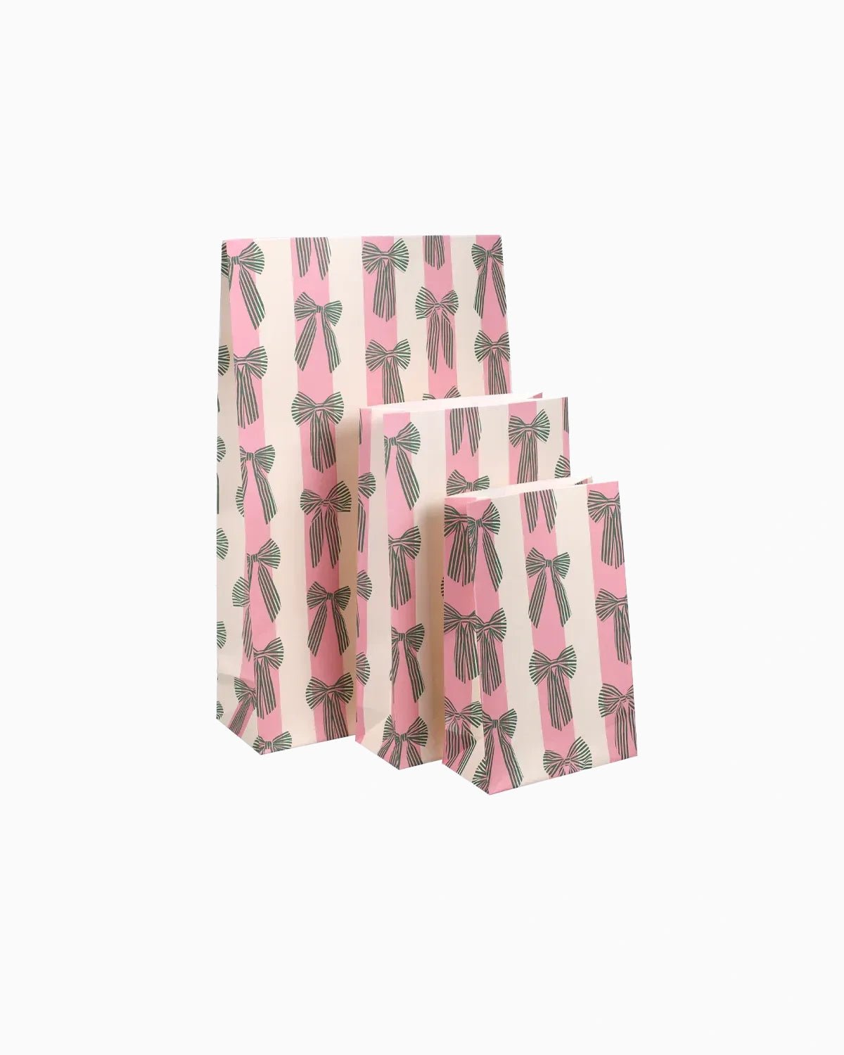 Geschenktüte mit Boden • Grün/Rosa Schleifen/Streifen