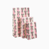Kado Design - Geschenktüte mit Boden • Schleifen/Streifen Grün/Rosa - Geschenkverpackung - ROSA ECK