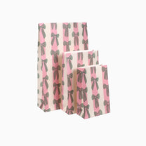 Kado Design - Geschenktüte mit Boden • Schleifen/Streifen Grün/Rosa - Geschenkverpackung - ROSA ECK