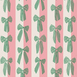 Kado Design - Geschenktüte mit Boden • Schleifen/Streifen Grün/Rosa - Geschenkverpackung - ROSA ECK