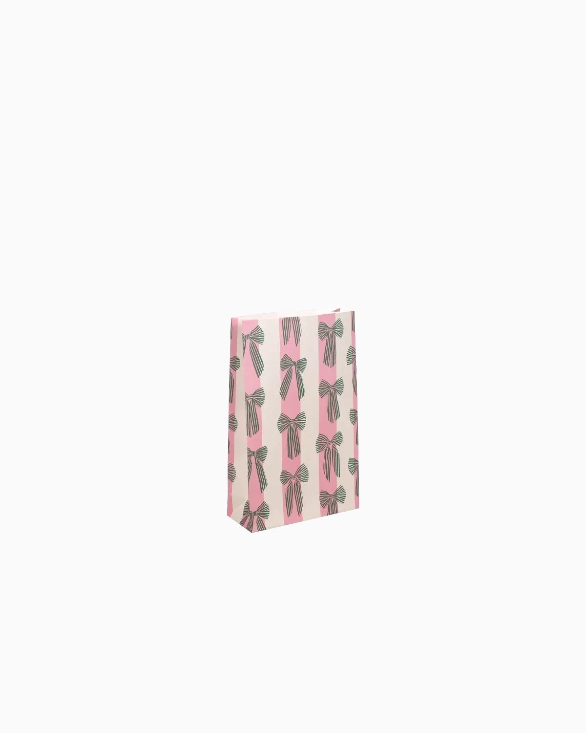 Kado Design - Geschenktüte mit Boden • Schleifen/Streifen Grün/Rosa - Geschenkverpackung - ROSA ECK