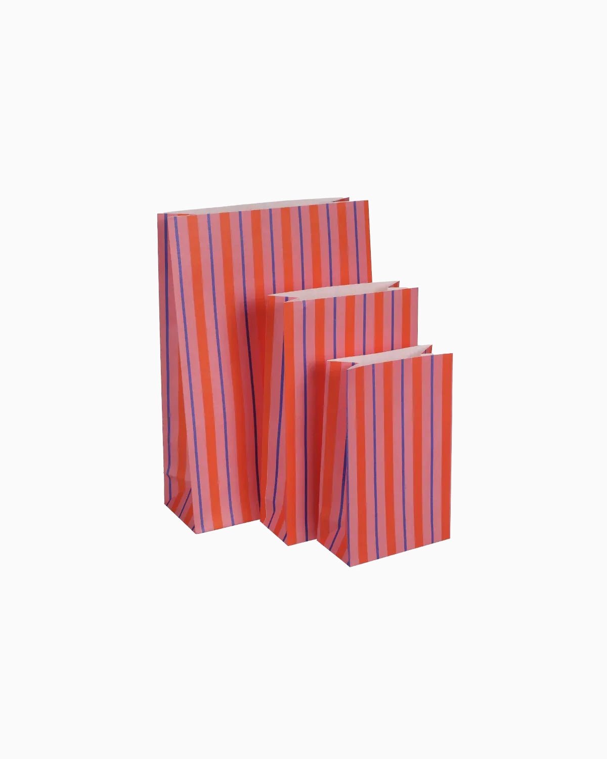 Geschenktüte mit Boden • Orange/Rosa/Blau gestreift