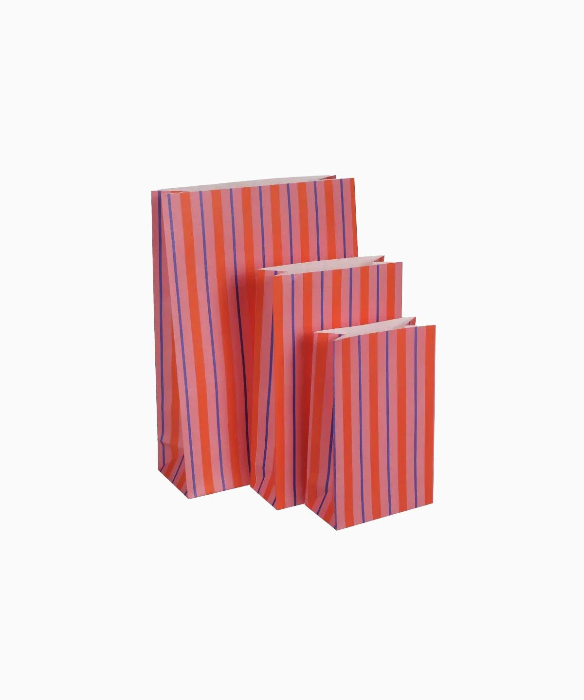Kado Design - Geschenktüte mit Boden • Streifen Orange/Rosa/Blau - Geschenkverpackung - ROSA ECK