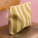 Kado Design - Kosmetiktasche aus Baumwolle • Creme/Grün gestreift - ROSA ECK
