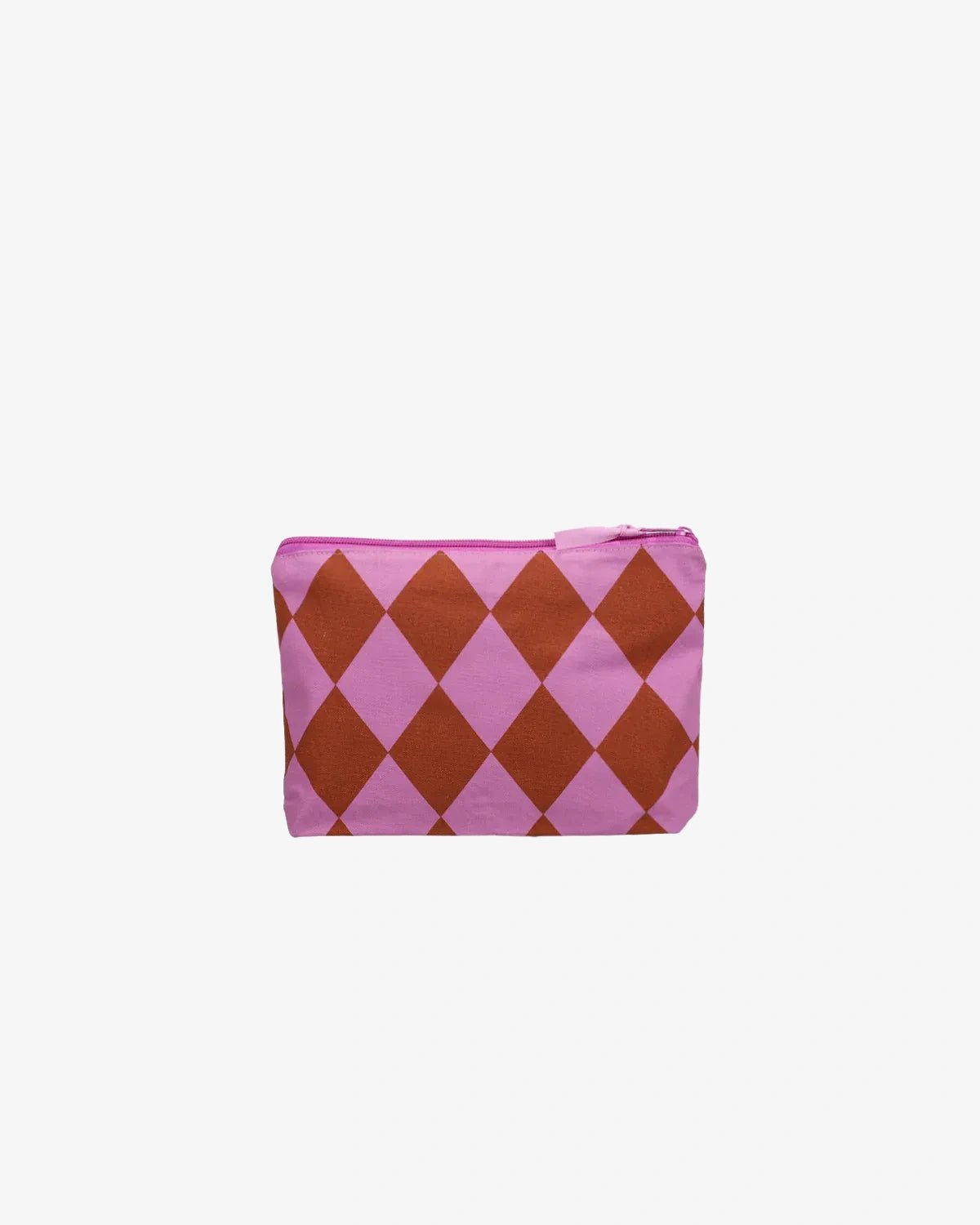 Kado Design - Kosmetiktasche aus Baumwolle • Lila/Braun Rauten - ROSA ECK