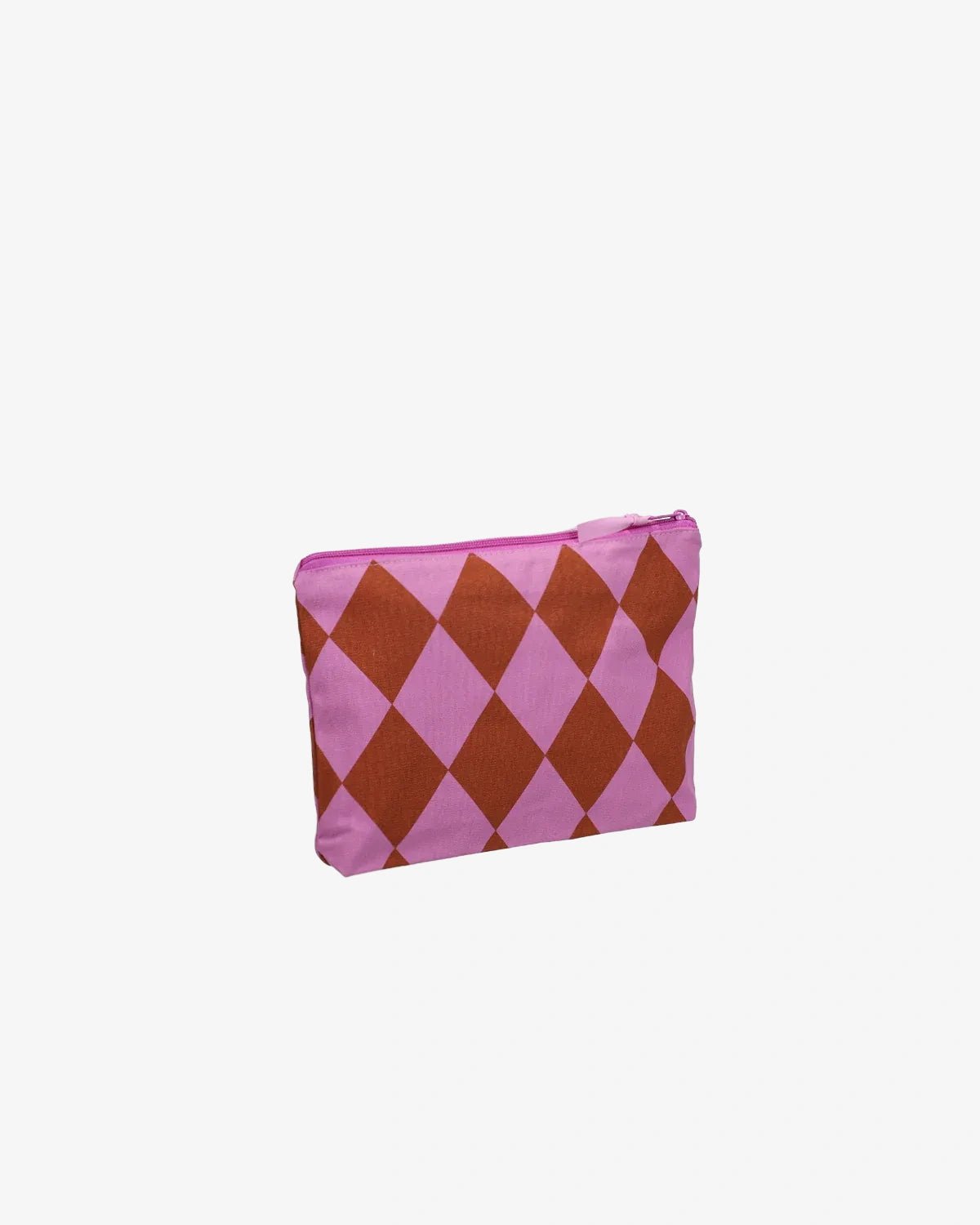 Kado Design - Kosmetiktasche aus Baumwolle • Lila/Braun Rauten - ROSA ECK