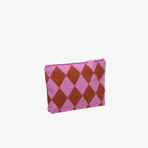 Kado Design - Kosmetiktasche aus Baumwolle • Lila/Braun Rauten - ROSA ECK