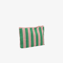 Kado Design - Kosmetiktasche aus Baumwolle • Rosa/Grün gestreift - ROSA ECK
