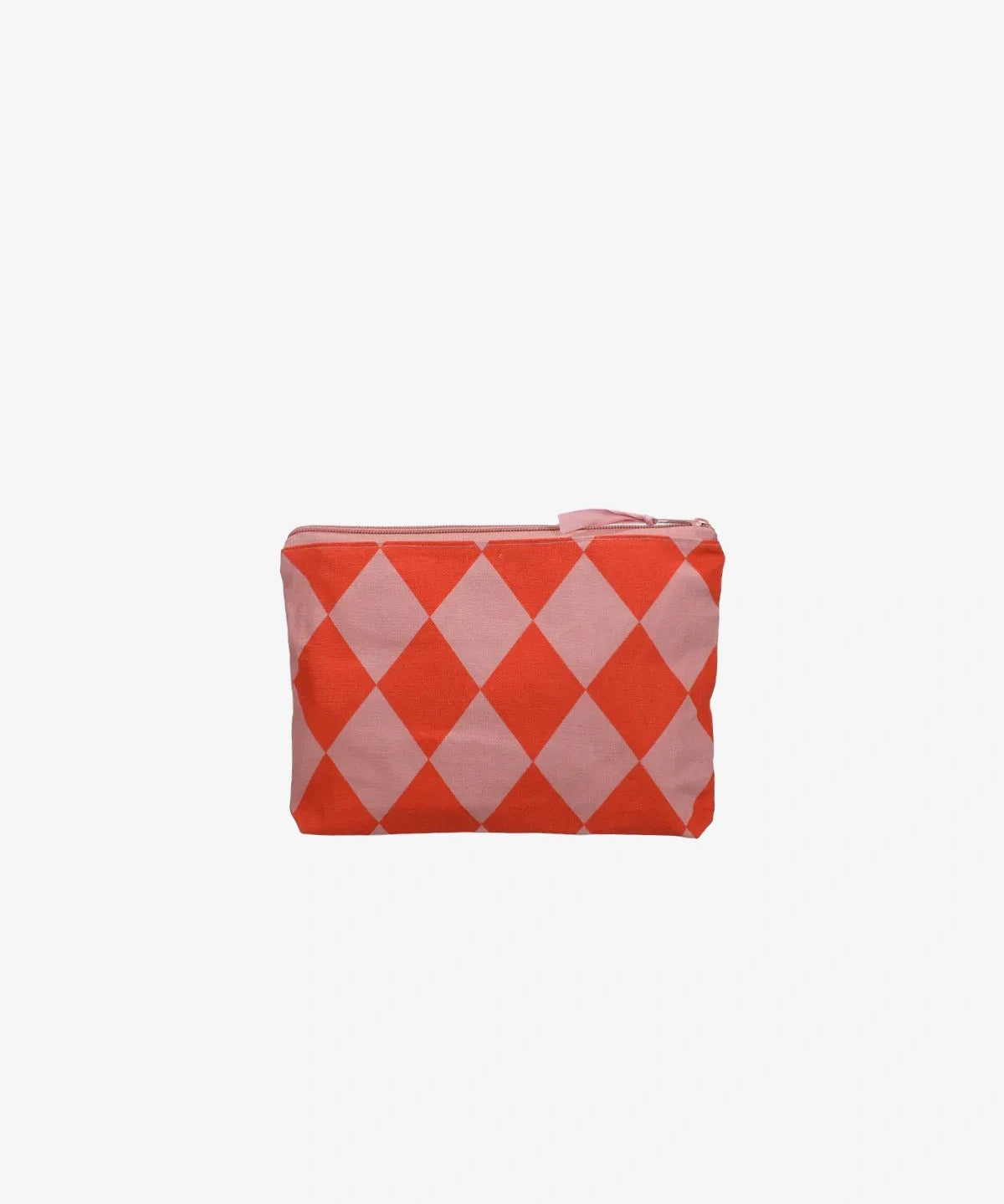 Kado Design - Kosmetiktasche aus Baumwolle • Rosa/Orange Rauten - ROSA ECK