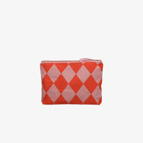 Kado Design - Kosmetiktasche aus Baumwolle • Rosa/Orange Rauten - ROSA ECK
