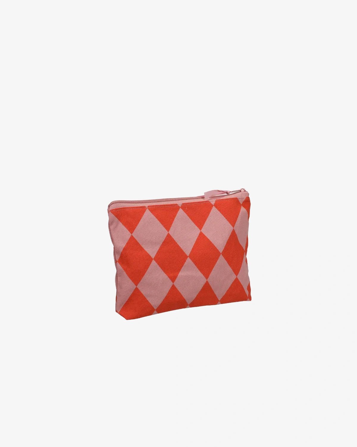Kado Design - Kosmetiktasche aus Baumwolle • Rosa/Orange Rauten - ROSA ECK