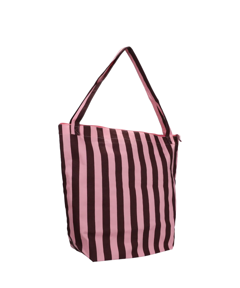 Kado Design - Reißverschlusstasche aus Baumwolle • Pink/Braun gestreift - Tasche - ROSA ECK Concept Store