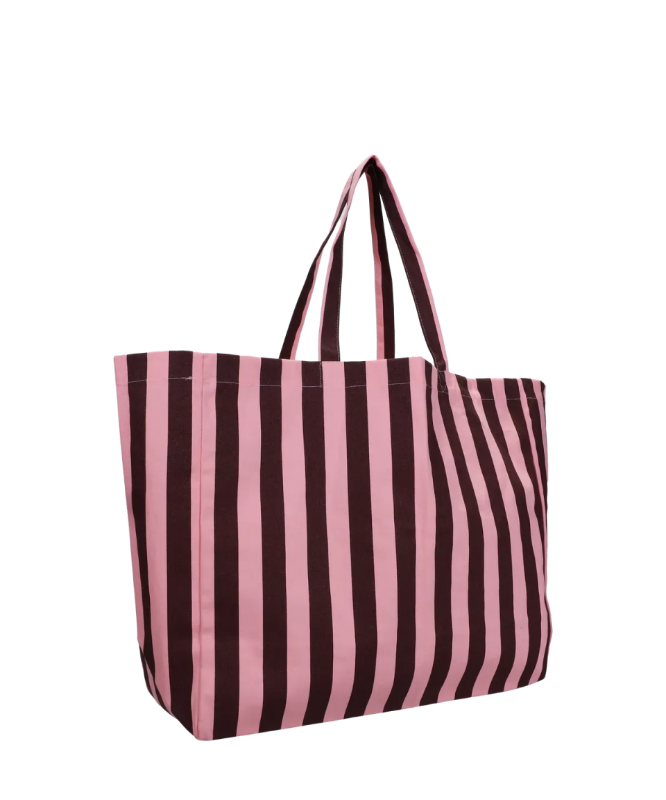 Kado Design - Strandtasche aus Baumwolle • Pink/Braun gestreift - Tasche - ROSA ECK Concept Store
