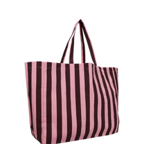 Kado Design - Strandtasche aus Baumwolle • Pink/Braun gestreift - Tasche - ROSA ECK Concept Store