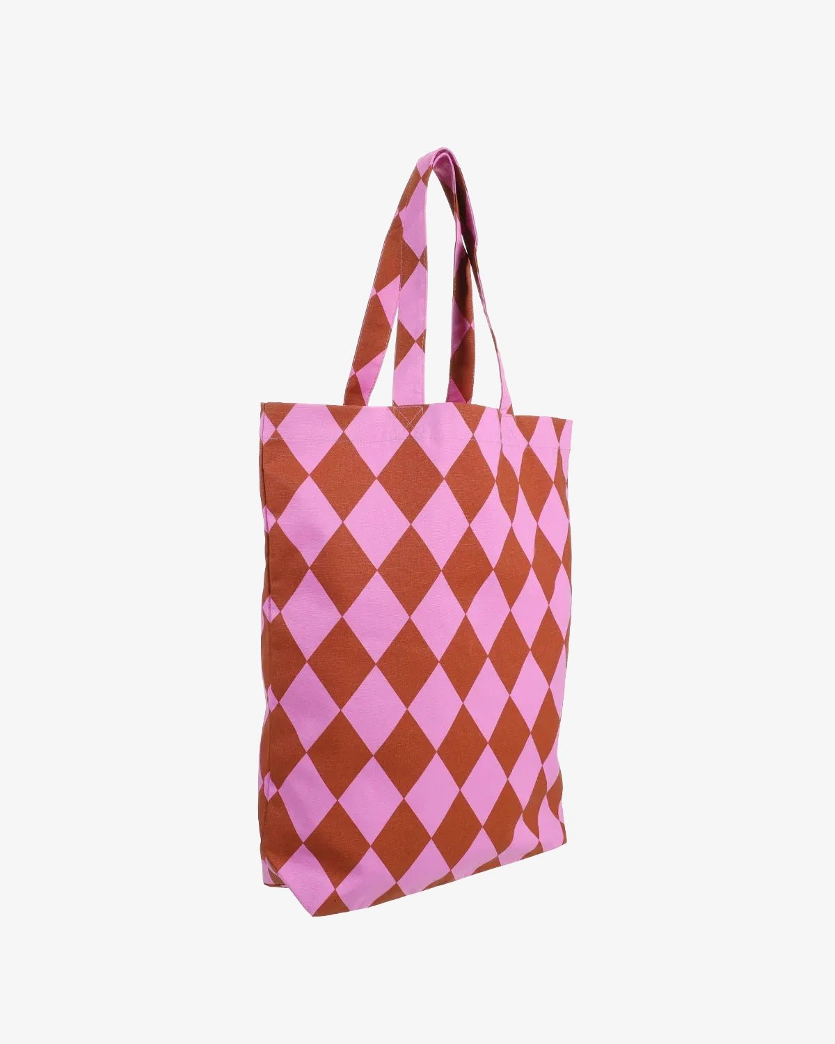 Kado Design - Tragetasche aus Baumwolle • Lila/Braun Rauten - ROSA ECK