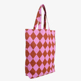 Kado Design - Tragetasche aus Baumwolle • Lila/Braun Rauten - ROSA ECK