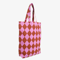 Kado Design - Tragetasche aus Baumwolle • Lila/Braun Rauten - ROSA ECK