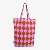 Kado Design - Tragetasche aus Baumwolle • Lila/Braun Rauten - ROSA ECK