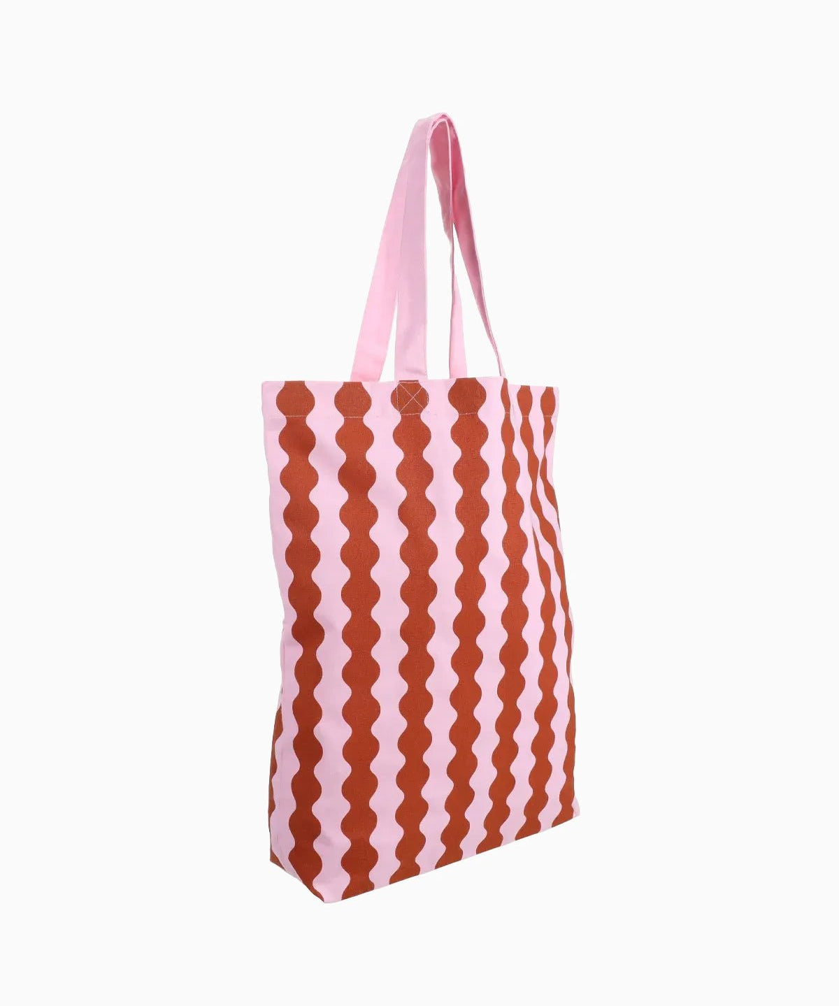 Kado Design - Tragetasche aus Baumwolle • Wavy Pink + Braun - Tasche - ROSA ECK