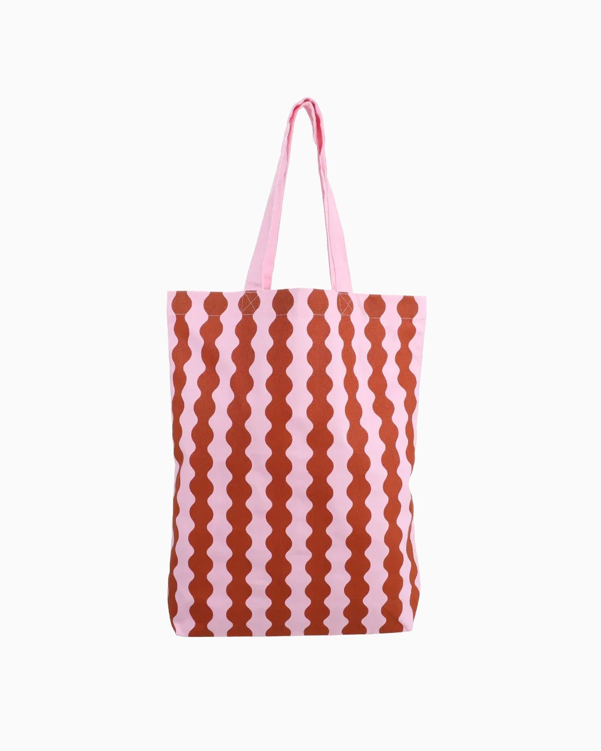 Kado Design - Tragetasche aus Baumwolle • Wavy Pink + Braun - Tasche - ROSA ECK