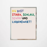 KinderStärken - STARK, SCHLAU, SCHÖN UND LIEBENSWERT Poster (30 x 40 cm) - ROSA ECK - Bunt, Papier, Weiß