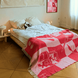 KLEKKS - KLEKKS × donpriggos NO. 33 Wolldecke • Rot/Rosa - ROSA ECK