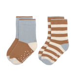 Lässig - Anti - Rutsch - Socken für Kinder • Hellblau/Karamell - ROSA ECK