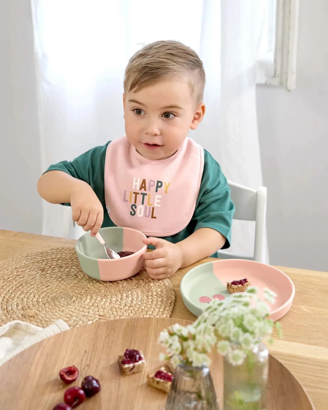 Lässig - HAPPY FRUITS Kinder - Besteck mit Silikongriff • Kirsche - ROSA ECK