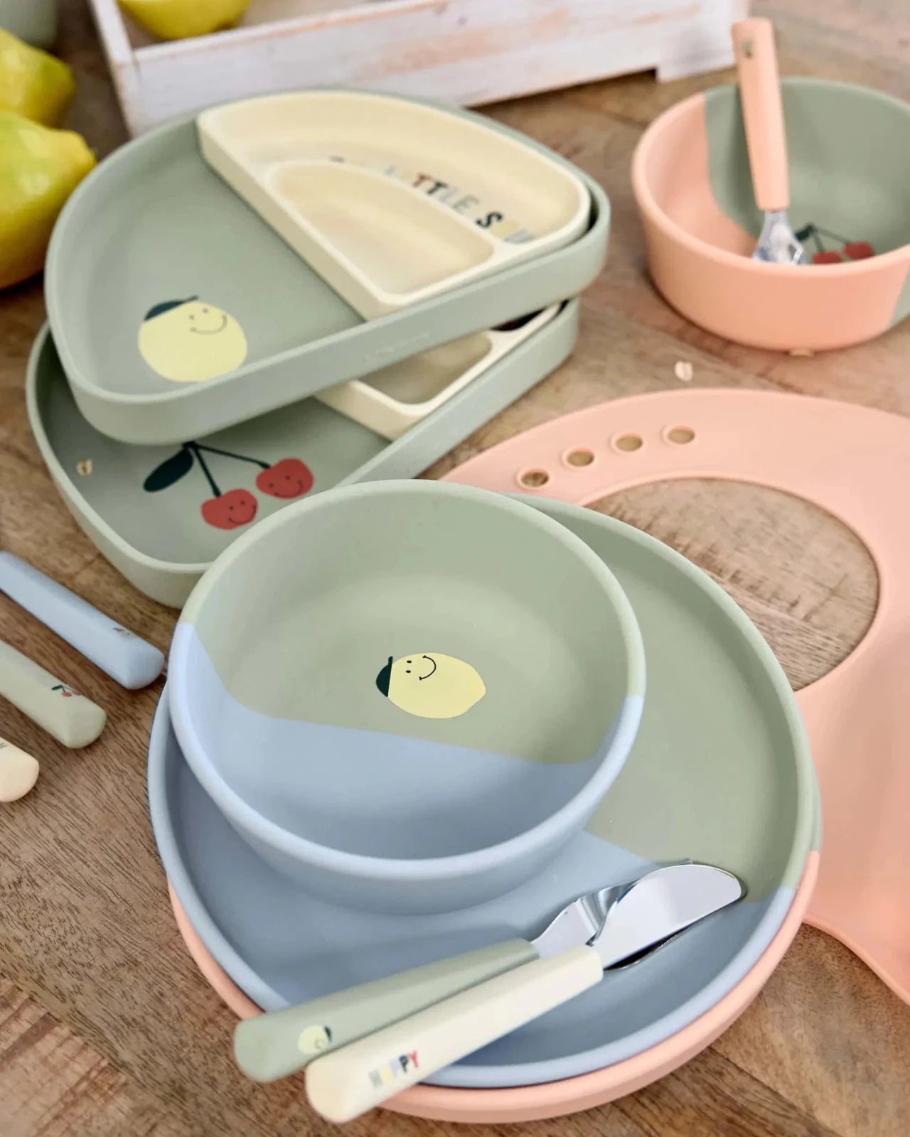Lässig - HAPPY FRUITS Kinder - Besteck mit Silikongriff • Kirsche - ROSA ECK