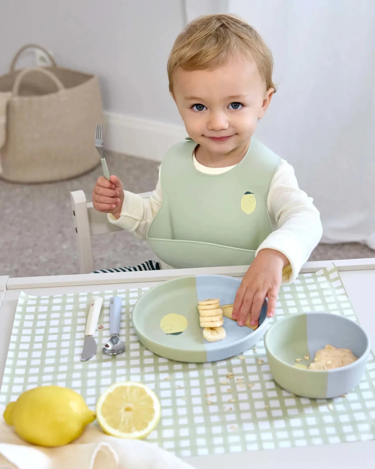 Lässig - HAPPY FRUITS Kinder - Besteck mit Silikongriff • Zitrone - ROSA ECK