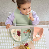 Lässig - HAPPY FRUITS Kinder Menüteller aus Silikon (3er - Set) | Kirsche - Kindergeschirr - ROSA ECK - Teller, ,