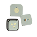 Lässig - HAPPY FRUITS Snackbox 3er - Set | Zitrone - Kindergeschirr - ROSA ECK - Brotdose, Dose, Edelstahl