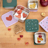 Lässig - HAPPY RACALS Snackbox 3er - Set | Herz - Kindergeschirr - ROSA ECK - Brotdose, Dose, Edelstahl